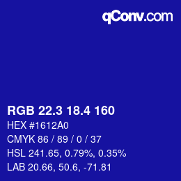 カラーコード: RGB 22.3 18.4 160 | qconv.com