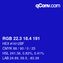 カラーコード: RGB 22.3 18.4 191 | qconv.com