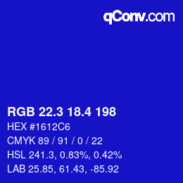 カラーコード: RGB 22.3 18.4 198 | qconv.com
