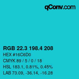 カラーコード: RGB 22.3 198.4 208 | qconv.com
