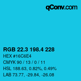 カラーコード: RGB 22.3 198.4 228 | qconv.com