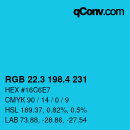 カラーコード: RGB 22.3 198.4 231 | qconv.com