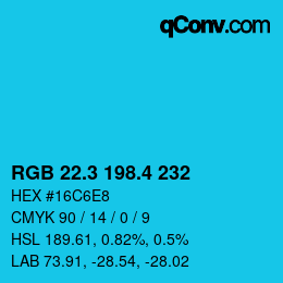 カラーコード: RGB 22.3 198.4 232 | qconv.com