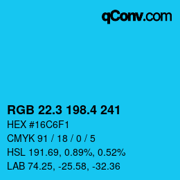 カラーコード: RGB 22.3 198.4 241 | qconv.com