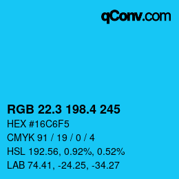 カラーコード: RGB 22.3 198.4 245 | qconv.com