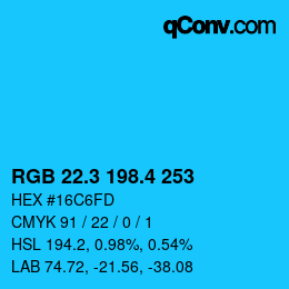 カラーコード: RGB 22.3 198.4 253 | qconv.com