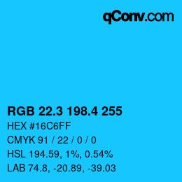 カラーコード: RGB 22.3 198.4 255 | qconv.com