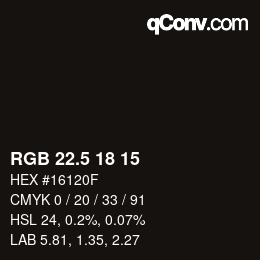 カラーコード: RGB 22.5 18 15 | qconv.com