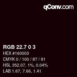 カラーコード: RGB 22.7 0 3 | qconv.com