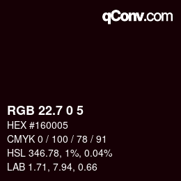 カラーコード: RGB 22.7 0 5 | qconv.com