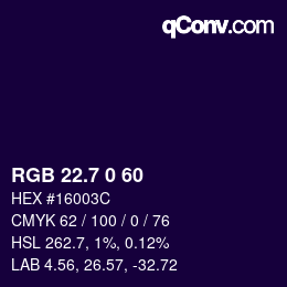 カラーコード: RGB 22.7 0 60 | qconv.com
