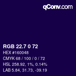 カラーコード: RGB 22.7 0 72 | qconv.com