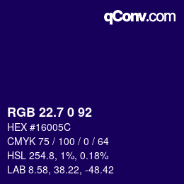 カラーコード: RGB 22.7 0 92 | qconv.com