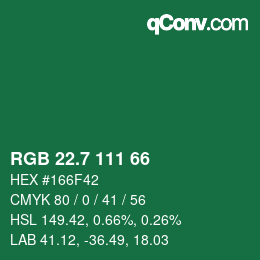 カラーコード: RGB 22.7 111 66 | qconv.com