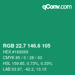カラーコード: RGB 22.7 146.6 105 | qconv.com