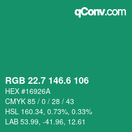 カラーコード: RGB 22.7 146.6 106 | qconv.com