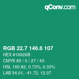 カラーコード: RGB 22.7 146.6 107 | qconv.com