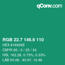カラーコード: RGB 22.7 146.6 110 | qconv.com