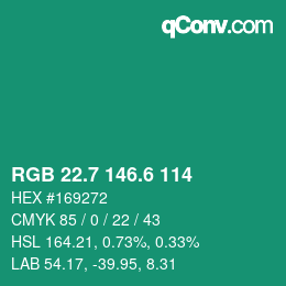 カラーコード: RGB 22.7 146.6 114 | qconv.com