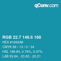 カラーコード: RGB 22.7 146.6 168 | qconv.com