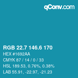 カラーコード: RGB 22.7 146.6 170 | qconv.com