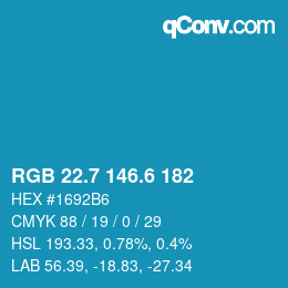 カラーコード: RGB 22.7 146.6 182 | qconv.com
