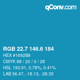 カラーコード: RGB 22.7 146.6 184 | qconv.com