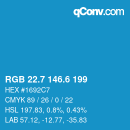 カラーコード: RGB 22.7 146.6 199 | qconv.com