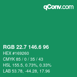 カラーコード: RGB 22.7 146.6 96 | qconv.com
