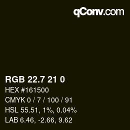 カラーコード: RGB 22.7 21 0 | qconv.com