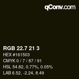 カラーコード: RGB 22.7 21 3 | qconv.com