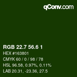 カラーコード: RGB 22.7 56.6 1 | qconv.com