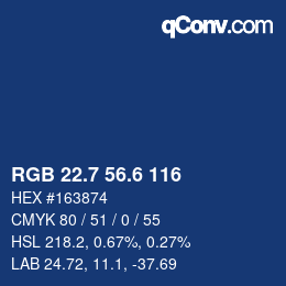 カラーコード: RGB 22.7 56.6 116 | qconv.com