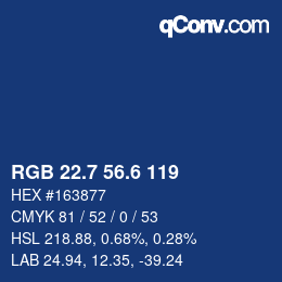 カラーコード: RGB 22.7 56.6 119 | qconv.com