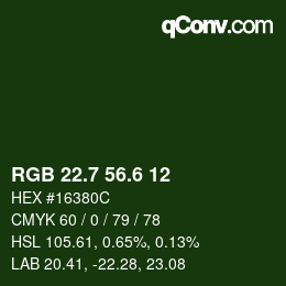 カラーコード: RGB 22.7 56.6 12 | qconv.com
