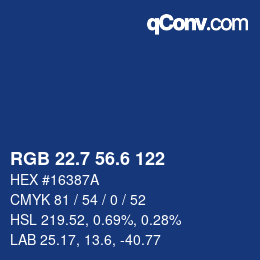 カラーコード: RGB 22.7 56.6 122 | qconv.com