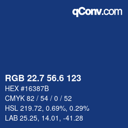 カラーコード: RGB 22.7 56.6 123 | qconv.com