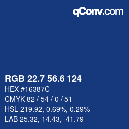 カラーコード: RGB 22.7 56.6 124 | qconv.com