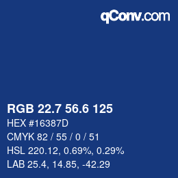 カラーコード: RGB 22.7 56.6 125 | qconv.com