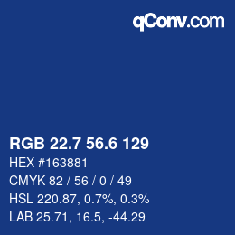 カラーコード: RGB 22.7 56.6 129 | qconv.com