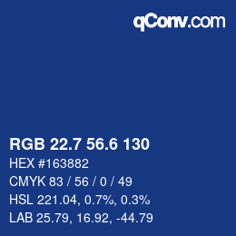 カラーコード: RGB 22.7 56.6 130 | qconv.com