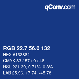 カラーコード: RGB 22.7 56.6 132 | qconv.com