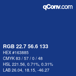 カラーコード: RGB 22.7 56.6 133 | qconv.com
