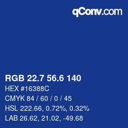 カラーコード: RGB 22.7 56.6 140 | qconv.com