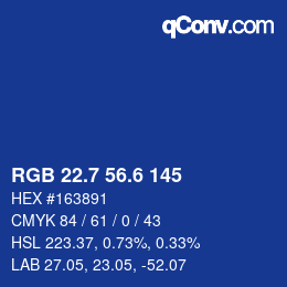 カラーコード: RGB 22.7 56.6 145 | qconv.com