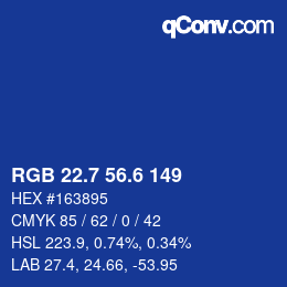カラーコード: RGB 22.7 56.6 149 | qconv.com