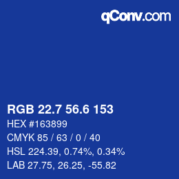 カラーコード: RGB 22.7 56.6 153 | qconv.com