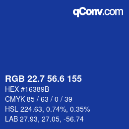 カラーコード: RGB 22.7 56.6 155 | qconv.com