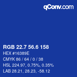 カラーコード: RGB 22.7 56.6 158 | qconv.com