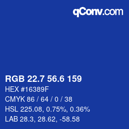 カラーコード: RGB 22.7 56.6 159 | qconv.com